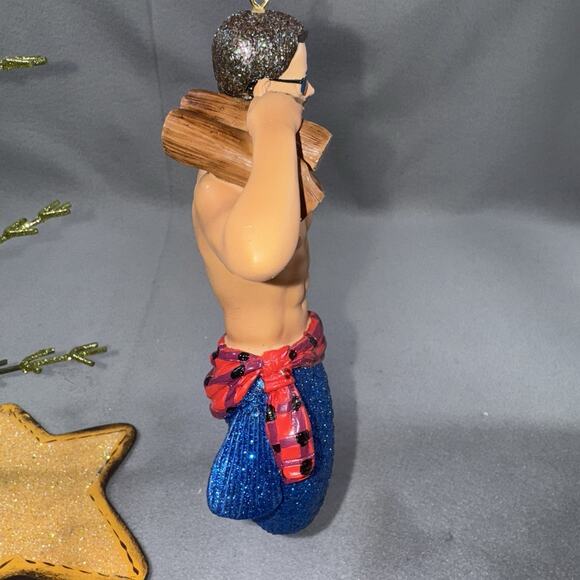December Diamonds Lumber Jack Merman Ornament 2016 Blue Tail Retired - Picture 6 of 16